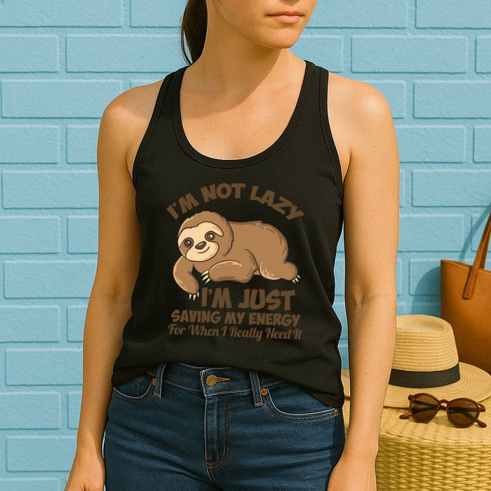 I'm Not Lazy I'm Just Saving My Energy Funny Sloth Saying  Womens Tank Top