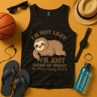 I'm Not Lazy I'm Just Saving My Energy Funny Sloth Saying  Tank Top