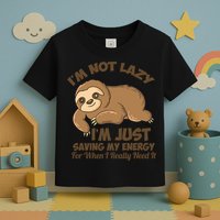 I'm Not Lazy I'm Just Saving My Energy Funny Sloth Saying  Toddler T-Shirt