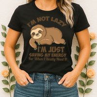 I'm Not Lazy I'm Just Saving My Energy Funny Sloth Saying  Womens T-Shirt