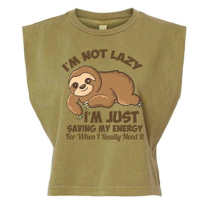 I'm Not Lazy I'm Just Saving My Energy Funny Sloth Saying  Garment-Dyed Women's Muscle Tee
