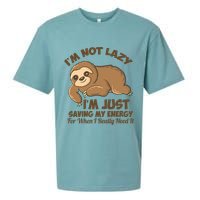 I'm Not Lazy I'm Just Saving My Energy Funny Sloth Saying  Sueded Cloud Jersey T-Shirt