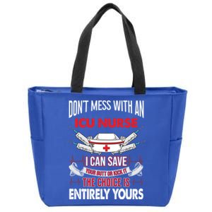 Icu Nurse Life Funny Critical Care Nursing Quote Gift Zip Tote Bag