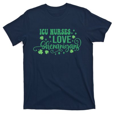 ICU Nurses Love Shenanigans St Patricks Day Irish Shamrock T-Shirt