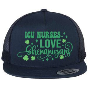 ICU Nurses Love Shenanigans St Patricks Day Irish Shamrock Flat Bill Trucker Hat