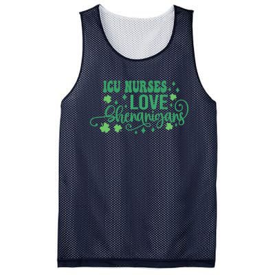 ICU Nurses Love Shenanigans St Patricks Day Irish Shamrock Mesh Reversible Basketball Jersey Tank