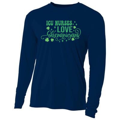 ICU Nurses Love Shenanigans St Patricks Day Irish Shamrock Cooling Performance Long Sleeve Crew