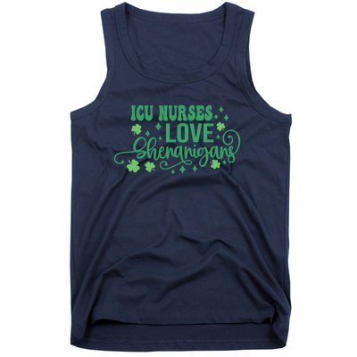 ICU Nurses Love Shenanigans St Patricks Day Irish Shamrock Tank Top