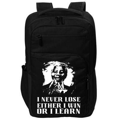 I Never Lose Either I Win Or I Learn Mandela's Motivational Impact Tech Backpack