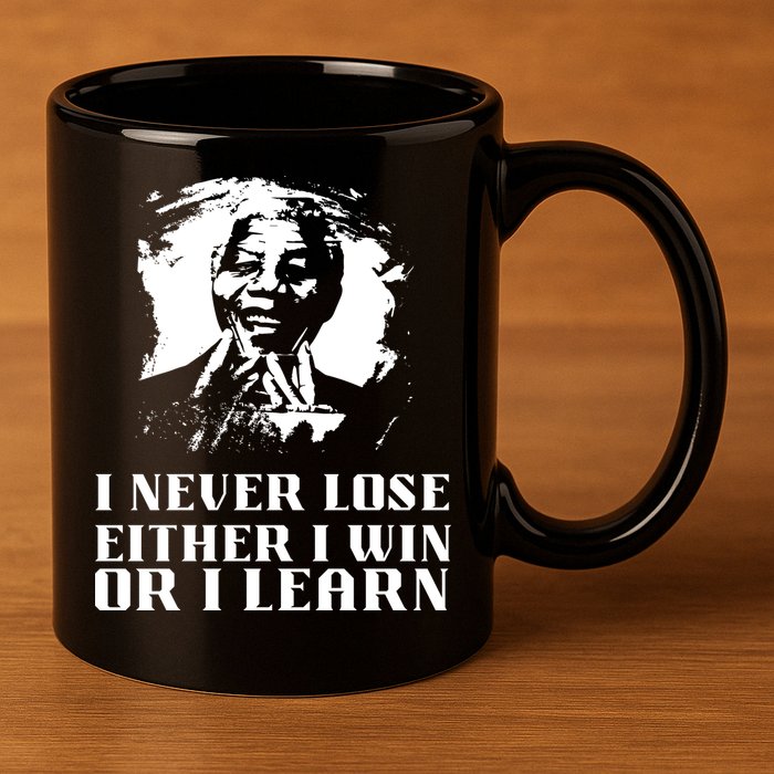 I Never Lose Either I Win Or I Learn Mandela's Motivational 11oz C Handle Ceramic Mug