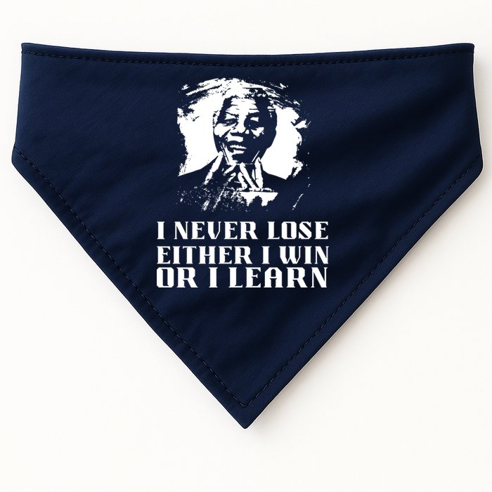 I Never Lose Either I Win Or I Learn Mandela's Motivational USA-Made Doggie Bandana