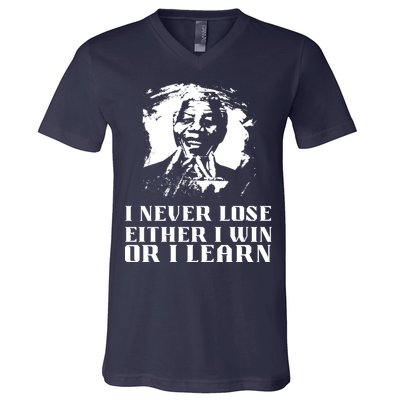 I Never Lose Either I Win Or I Learn Mandela's Motivational V-Neck T-Shirt