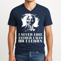 I Never Lose Either I Win Or I Learn Mandela's Motivational V-Neck T-Shirt