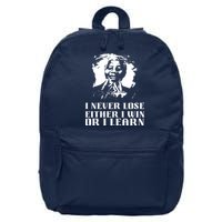 I Never Lose Either I Win Or I Learn Mandela's Motivational 16 in Basic Backpack