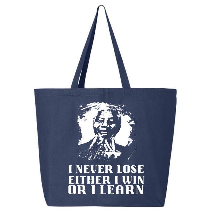 I Never Lose Either I Win Or I Learn Mandela's Motivational 25L Jumbo Tote