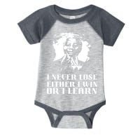 I Never Lose Either I Win Or I Learn Mandela's Motivational Infant Baby Jersey Bodysuit