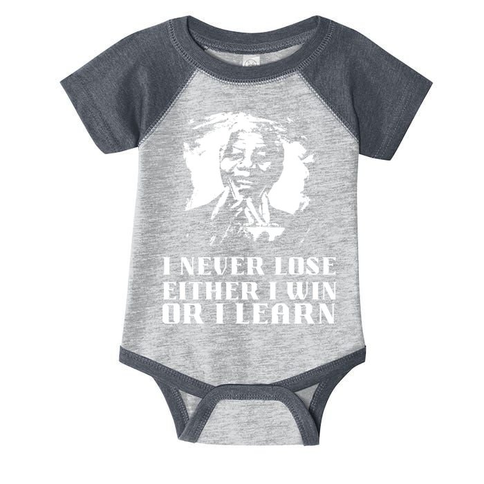 I Never Lose Either I Win Or I Learn Mandela's Motivational Infant Baby Jersey Bodysuit