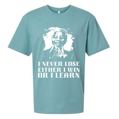 I Never Lose Either I Win Or I Learn Mandela's Motivational Sueded Cloud Jersey T-Shirt