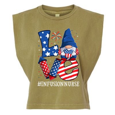 Infusion Nurse Love 4th Of July Gnome Usa Patriotic Great Gift Garment-Dyed Women's Muscle Tee