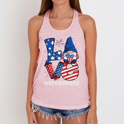 Infusion Nurse Love 4th Of July Gnome Usa Patriotic Great Gift Women's Knotted Racerback Tank