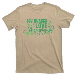 ICU Nurses Love Shenanigans St Patricks Day Irish Shamrock T-Shirt