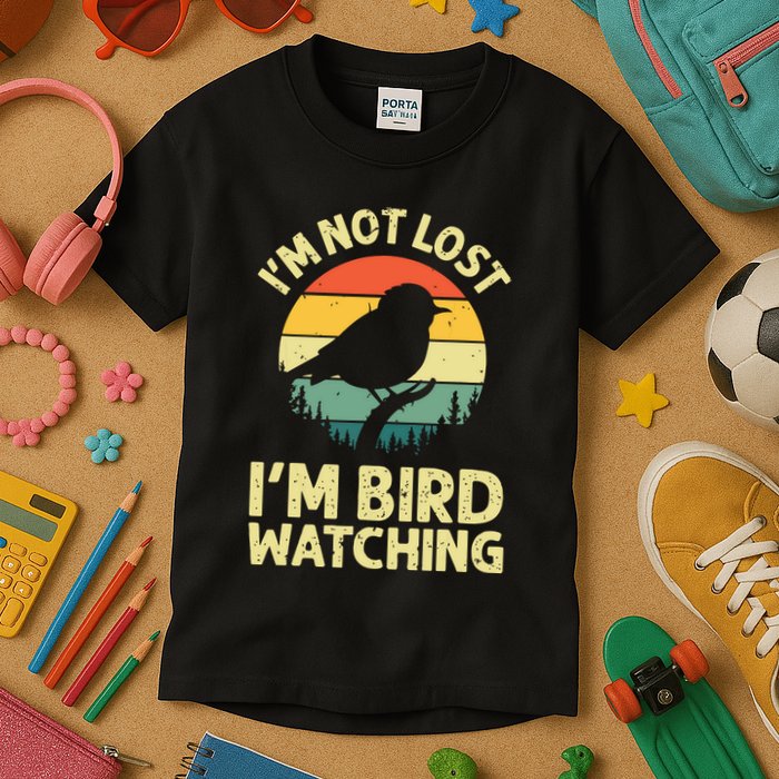 IM Not Lost IM Bird Wat Ching Bird Watcher Birder Kids T-Shirt