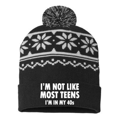 Im Not Like Most Teens Im In My 40s Sarcasm USA-Made Snowflake Beanie