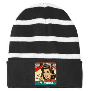 IM Not Like Other IM Worse Striped Beanie with Solid Band