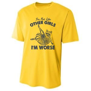 Im Not Like Other Girl Im Worse Raccoon Lover Youth Performance Sprint T-Shirt