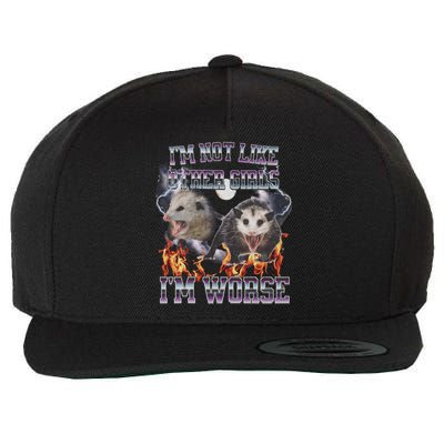 IM Not Like Other IM Worse Possum Funny Wool Snapback Cap