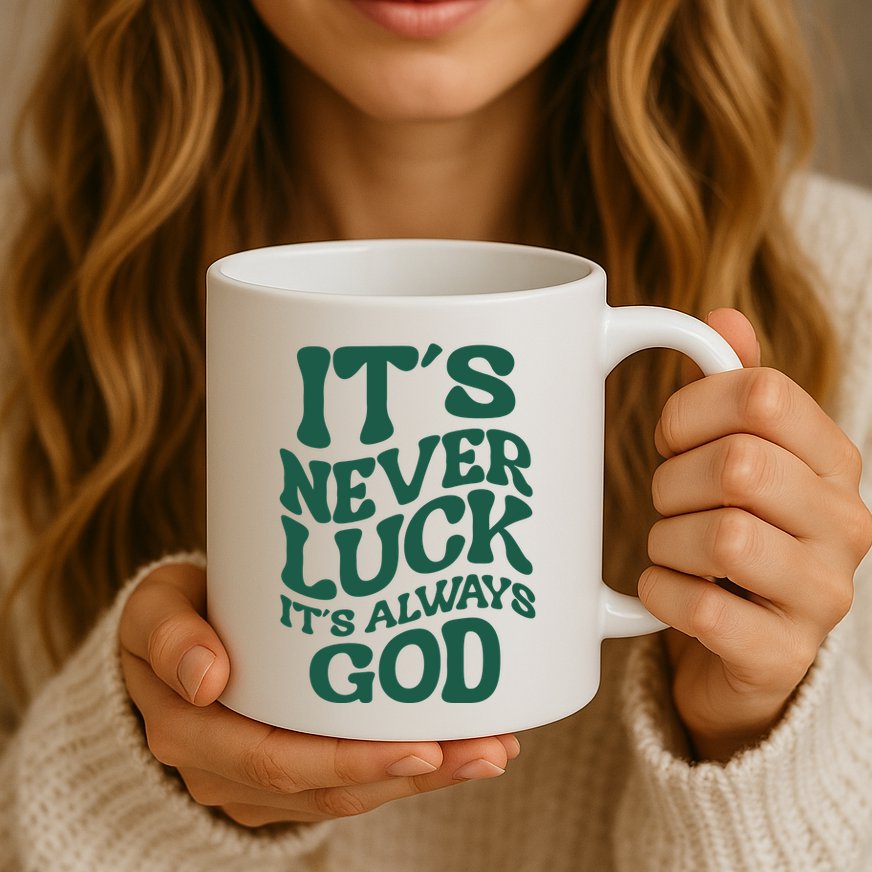 Its Never Luck Its Always God Retro Groovy Mug