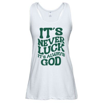 Its Never Luck Its Always God Retro Groovy Ladies Essential Flowy Tank