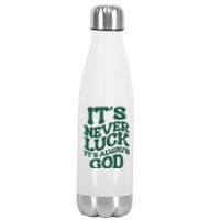 Its Never Luck Its Always God Retro Groovy Stainless Steel Insulated Water Bottle