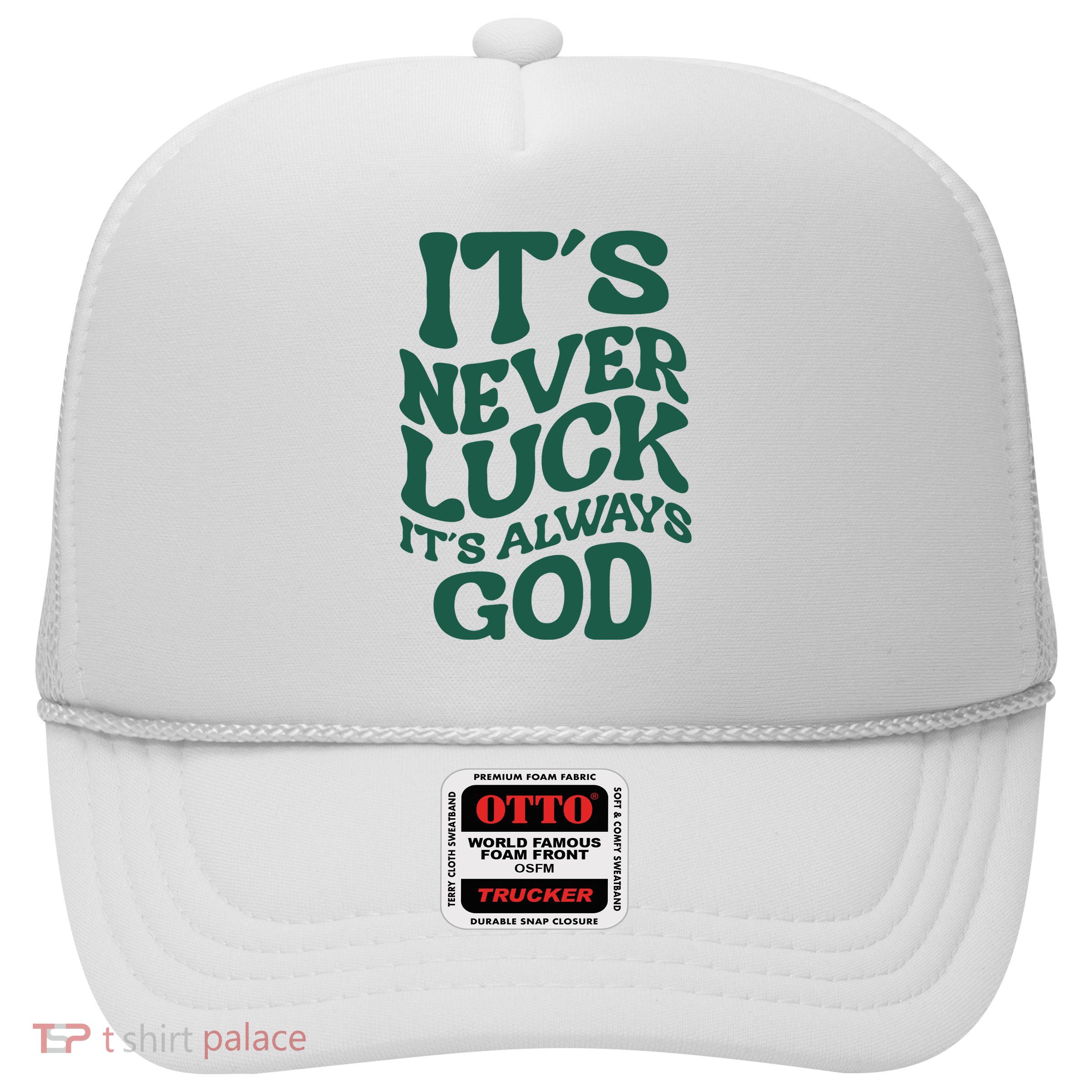 Its Never Luck Its Always God Retro Groovy Trucker Hat