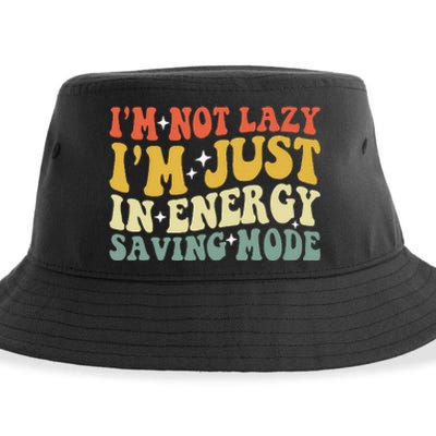 Im Not Lazy Im Just In Energy Saving Mode Groovy Sustainable Bucket Hat