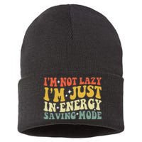 Im Not Lazy Im Just In Energy Saving Mode Groovy Sustainable Knit Beanie