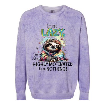 I’M Not Lazy I’M Just Highly Motivated To Do Nothing Slooth Colorblast Crewneck Sweatshirt