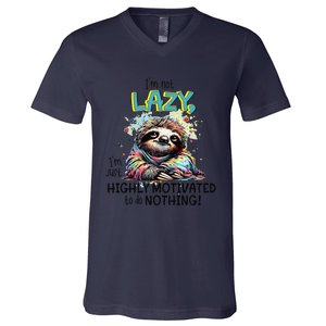 I’M Not Lazy I’M Just Highly Motivated To Do Nothing Slooth V-Neck T-Shirt