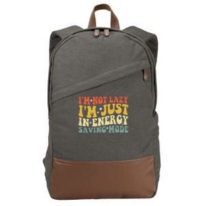 Im Not Lazy Im Just In Energy Saving Mode Cotton Canvas Backpack