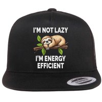 I'm Not Lazy I'm Energy Efficient Funny Sloth Flat Bill Trucker Hat