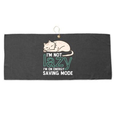 I'm Not Lazy On Energy Saving Mode Funny Cute Cat Sleeping Funny Gift Large Microfiber Waffle Golf Towel