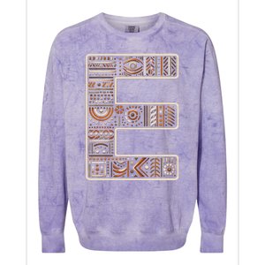 Initial Name Letter E Alphabet In Ethnic Art Style Colorblast Crewneck Sweatshirt