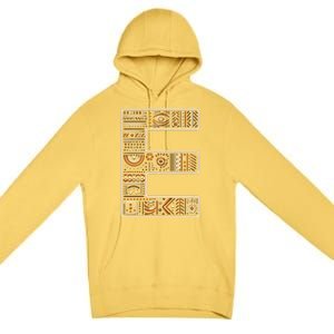 Initial Name Letter E Alphabet In Ethnic Art Style Premium Pullover Hoodie