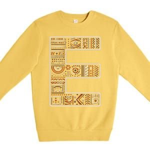 Initial Name Letter E Alphabet In Ethnic Art Style Premium Crewneck Sweatshirt