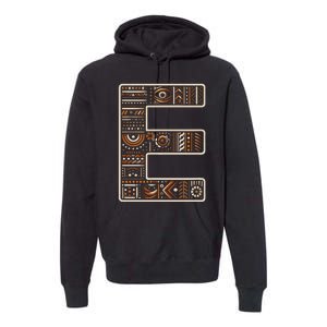 Initial Name Letter E Alphabet In Ethnic Art Style Premium Hoodie