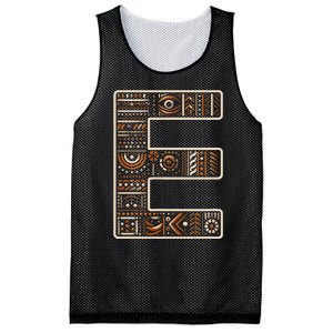 Initial Name Letter E Alphabet In Ethnic Art Style Mesh Reversible Basketball Jersey Tank