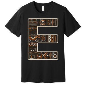 Initial Name Letter E Alphabet In Ethnic Art Style Premium T-Shirt