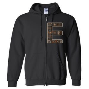 Initial Name Letter E Alphabet In Ethnic Art Style Full Zip Hoodie