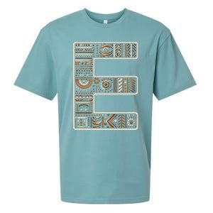 Initial Name Letter E Alphabet In Ethnic Art Style Sueded Cloud Jersey T-Shirt