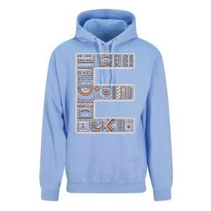 Initial Name Letter E Alphabet In Ethnic Art Style Unisex Surf Hoodie